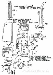 Part Location Diagram of 27474B-288N Eureka Switch Button