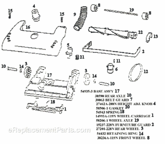 Page A Diagram and Parts List for 4325AT  Eureka Upright Vacuum