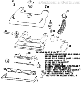 Page A Diagram and Parts List for 4326ATX  Eureka Upright Vacuum