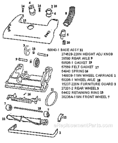 Part Location Diagram of 14993B-119N Frigidaire Carriage - Wheel