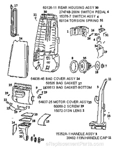 Part Location Diagram of E-15072-313N Eureka Lens - Motor Cover