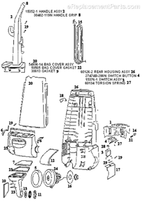 Page B Diagram and Parts List for 4332AT  Eureka Upright Vacuum