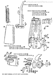 Page B Diagram and Parts List for 4332BT  Eureka Upright Vacuum