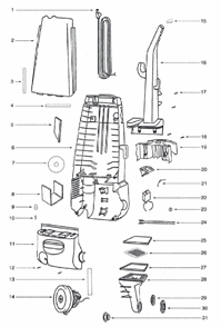 Page B Diagram and Parts List for 4333A  Eureka Upright Vacuum