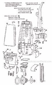 Page B Diagram and Parts List for 4335AT  Eureka Upright Vacuum