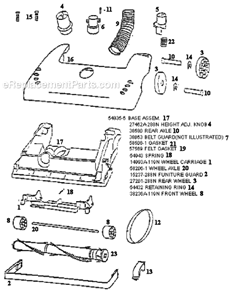 Part Location Diagram of 54935-6 Eureka Base Assembly - Cartoned