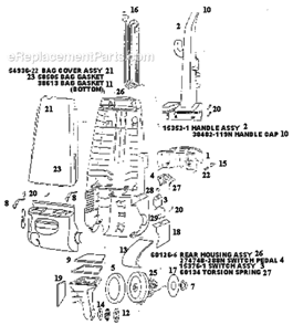 Page B Diagram and Parts List for 4335DT  Eureka Upright Vacuum