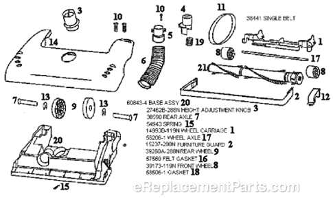 Page A Diagram and Parts List for 4335ET  Eureka Upright Vacuum