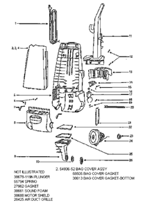Part Location Diagram of 60845 Eureka Motor Assembly - Cartoned