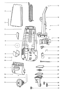 Page B Diagram and Parts List for 4336ATH  Eureka Upright Vacuum
