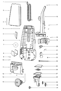 Page A Diagram and Parts List for 4336BTH  Eureka Upright Vacuum