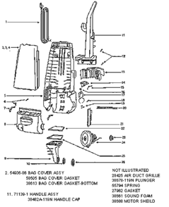 Page B Diagram and Parts List for 4337BTH  Eureka Upright Vacuum
