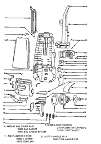 Page B Diagram and Parts List for 4340AT  Eureka Upright Vacuum