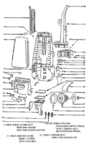 Page B Diagram and Parts List for 4340BT  Eureka Upright Vacuum