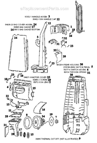 Page B Diagram and Parts List for 4340DT  Eureka Upright Vacuum