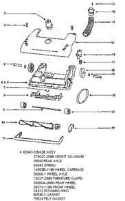 Page B Diagram and Parts List for 4340ET  Eureka Upright Vacuum