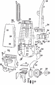 Page B Diagram and Parts List for 4350AT  Eureka Upright Vacuum