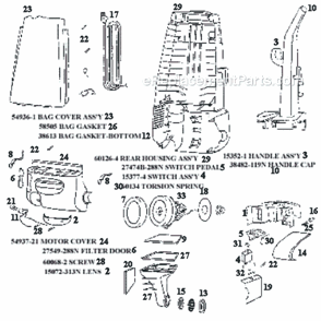 Page A Diagram and Parts List for 4350BT  Eureka Upright Vacuum