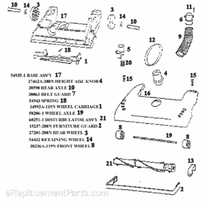 Page B Diagram and Parts List for 4350BT  Eureka Upright Vacuum