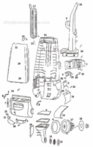 Page B Diagram and Parts List for 4351AT  Eureka Upright Vacuum