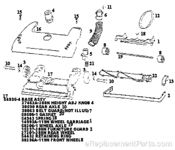 Page A Diagram and Parts List for 4351BTX  Eureka Upright Vacuum