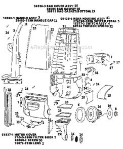 Page B Diagram and Parts List for 4351BTX  Eureka Upright Vacuum