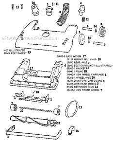 Page A Diagram and Parts List for 4351DT  Eureka Upright Vacuum