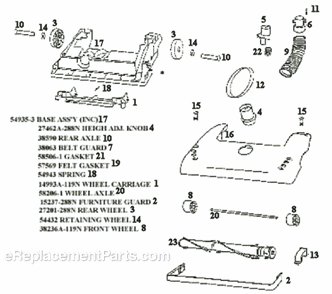 Page A Diagram and Parts List for 4352BT  Eureka Upright Vacuum