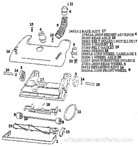 Page A Diagram and Parts List for 4352DT  Eureka Upright Vacuum