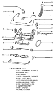 Page A Diagram and Parts List for 4354AT  Eureka Upright Vacuum