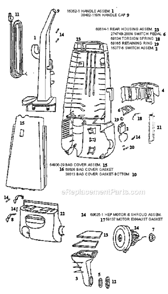 Part Location Diagram of 60625-16 Eureka Hepa Motor & Shroud Assy