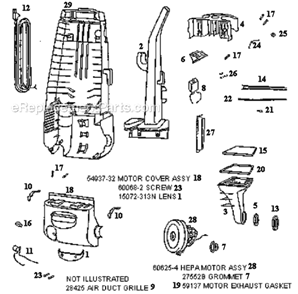 Page B Diagram and Parts List for 4381AT  Eureka Upright Vacuum