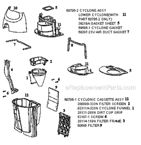 Page C Diagram and Parts List for 4381AT  Eureka Upright Vacuum
