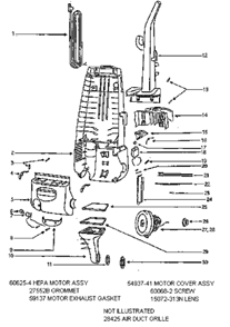 Part Location Diagram of 60285A Eureka Hepa Filter Package