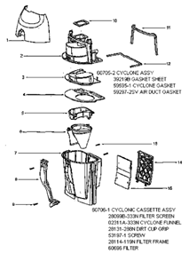 Page C Diagram and Parts List for 4383AT  Eureka Upright Vacuum