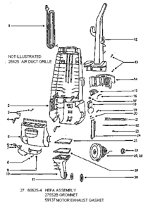 Page C Diagram and Parts List for 4384AT  Eureka Upright Vacuum