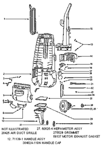 Part Location Diagram of 61500 Eureka Hepa Filter Package - Style H