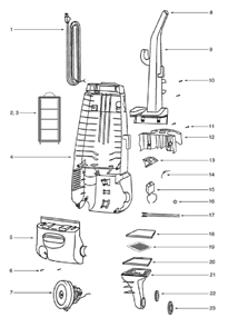 Page B Diagram and Parts List for 4388AT  Eureka Upright Vacuum