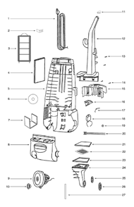Page C Diagram and Parts List for 4390A  Eureka Upright Vacuum