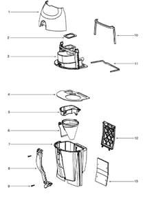 Page B Diagram and Parts List for 4393A  Eureka Upright Vacuum
