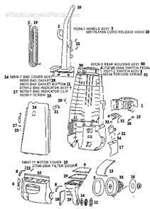 Page B Diagram and Parts List for 4441ATM  Eureka Upright Vacuum