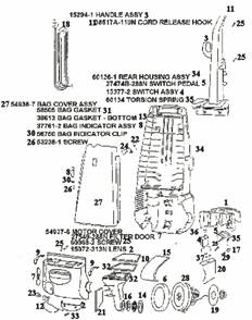 Page B Diagram and Parts List for 4441ATV  Eureka Upright Vacuum