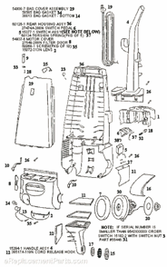 Page B Diagram and Parts List for 4441AT  Eureka Upright Vacuum