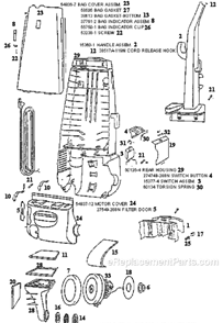 Page B Diagram and Parts List for 4441BTM  Eureka Upright Vacuum