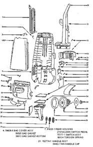 Page B Diagram and Parts List for 4455AT  Eureka Upright Vacuum