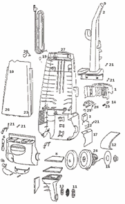 Page B Diagram and Parts List for 4460AT  Eureka Upright Vacuum