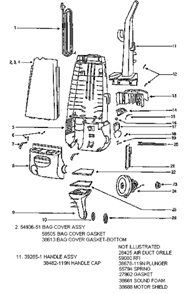 Page B Diagram and Parts List for 4460DTM  Eureka Upright Vacuum