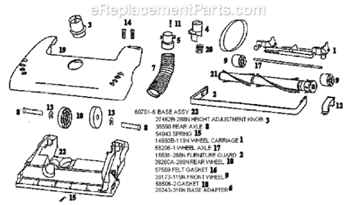 Page A Diagram and Parts List for 4460DT  Eureka Upright Vacuum