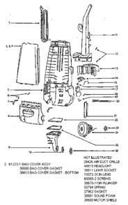 Page B Diagram and Parts List for 4460ET  Eureka Upright Vacuum