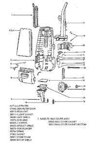 Page B Diagram and Parts List for 4461AT  Eureka Upright Vacuum
